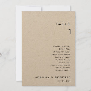 Simple Formal Kraft Table Number 1 Seating Chart