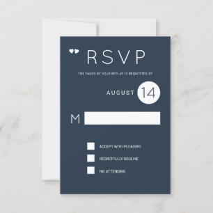 Simple formal navy blue and white wedding rsvp invitation