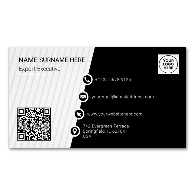 Simple Formal QR Code Professional Modern Magnetic Business Card (Front)