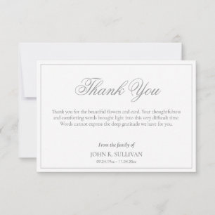 Simple Formal Script Funeral Thank you Card