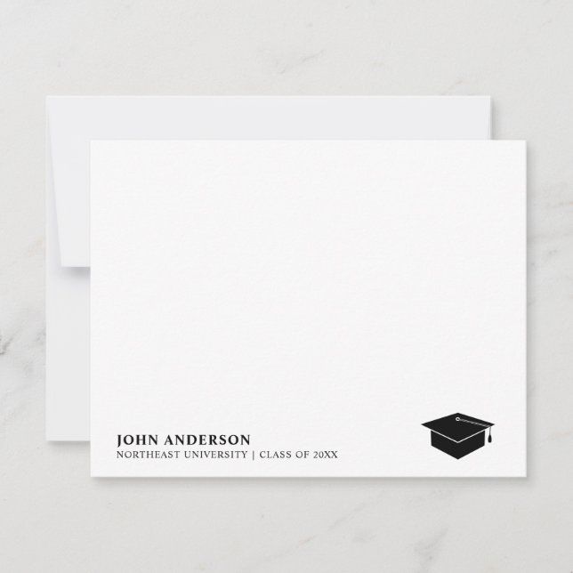 Simple Formal Script Graduation Cap Note Card (Front)