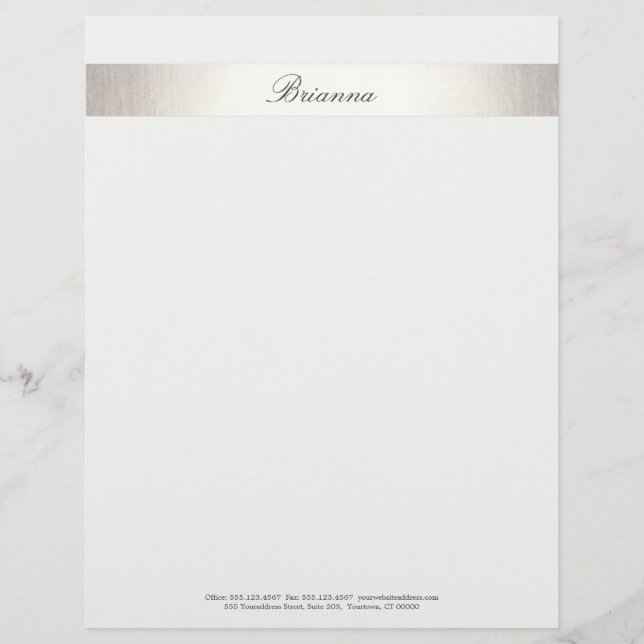 Simple Formal Wedding Consultant Silver Striped Letterhead (Front)