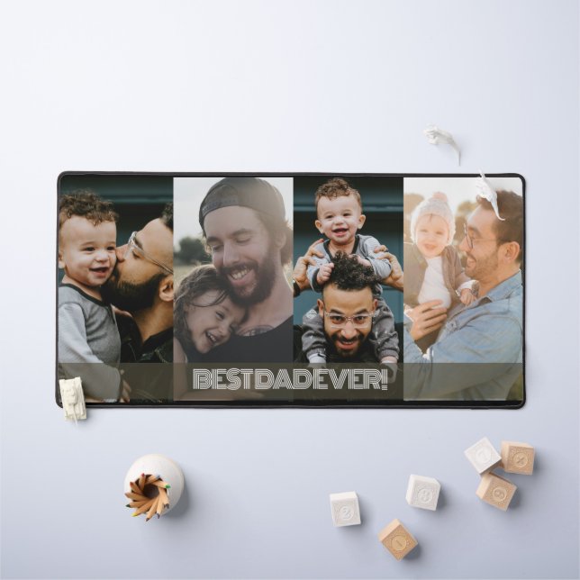 Simple Four Photo Collage Best Dad Ever Desk Mat (Kids Table)