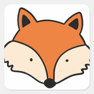 Simple fox head square sticker