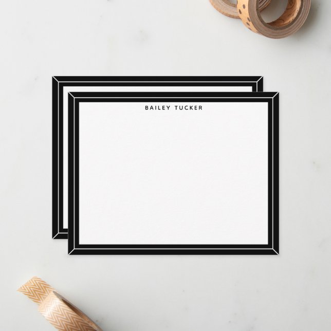 Simple Frame Black & White Personal Professional Card (Front/Back In Situ)