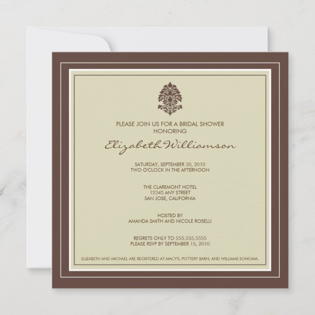 Simple Frame Bridal Shower Invitation (sage) (Front)