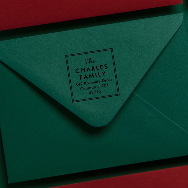 Simple frame family return address self-inking stamp (Creator Uploaded)