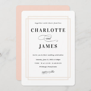 Simple Frame Peach Classic Wedding Invitation