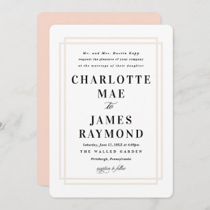 Simple Frame Peach Classic Wedding Invitation