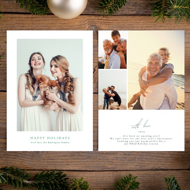 simple frame photo collage green christmas happy holiday card (Creator Uploaded)