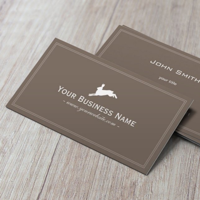 Simple Frame Plain Jumping Hare Business Cards (Creator Uploaded)