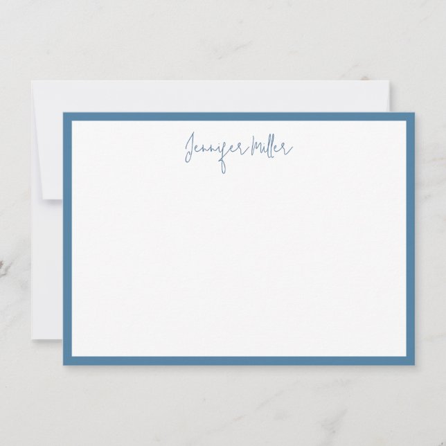 Simple Frame Tall Script Editable Blue Custom Card (Front)
