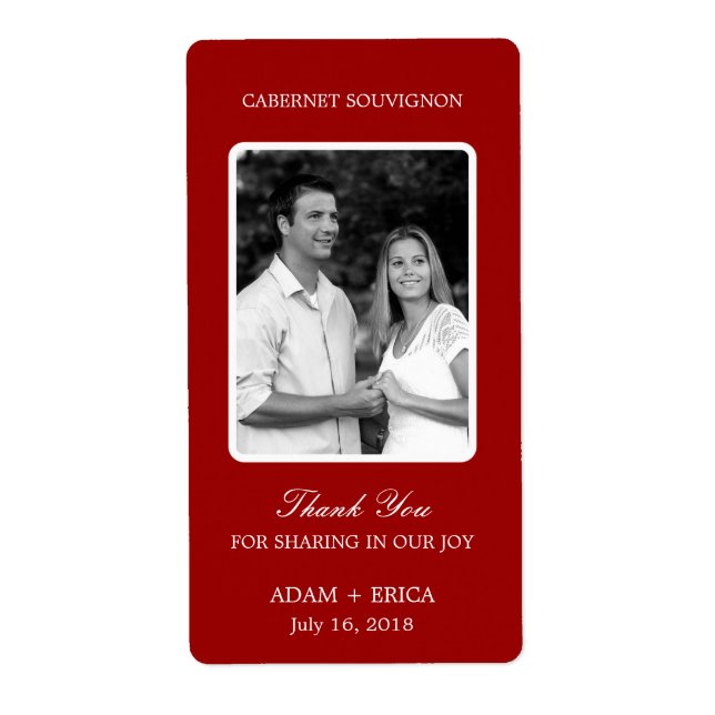 Simple Frame Wedding Wine Labels (Front)