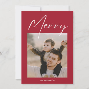 simple framed photo collage merry christmas holiday card
