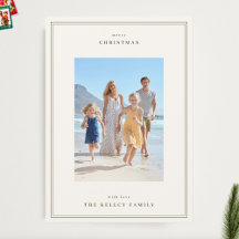 Simple Frames Moss Green on Beige Photo Christmas