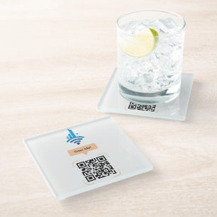Simple Free Wi-Fi QR Code Glass Coaster