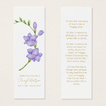 Simple Freesia Funeral Memorial Bookmark