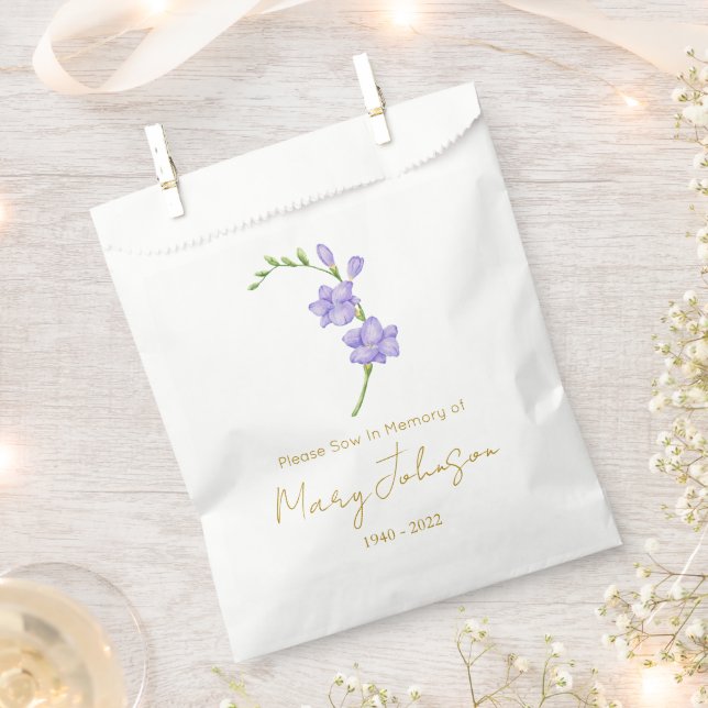 Simple Freesia Seed packet Funeral  Favour Bag (Clipped)