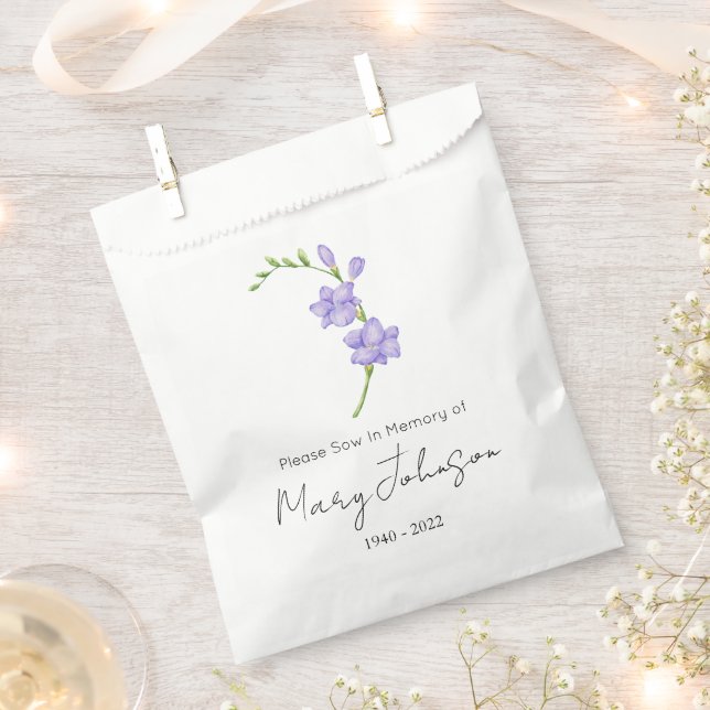 Simple Freesia Seed packet Funeral  Favour Bag (Clipped)