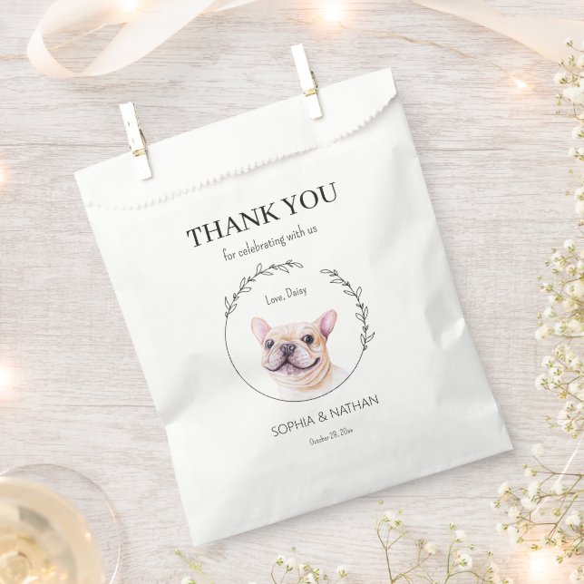 Simple French Bulldog Wedding Thank You Favour Bag (Clipped)