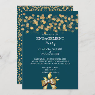 Simple fresh colourful gold bow wedding invitatio invitation