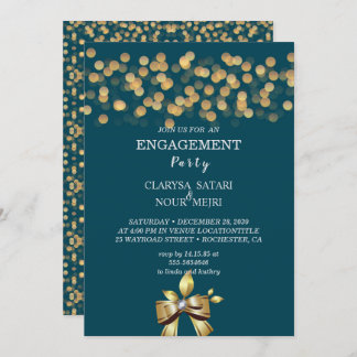 Simple fresh colourful gold bow wedding invitatio invitation