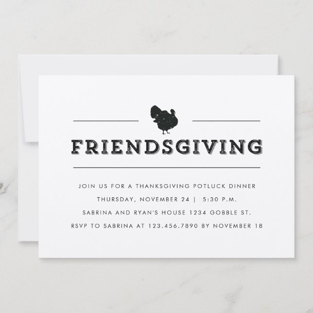 Simple Friendsgiving Dinner Party Invitation (Front)
