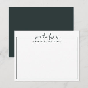 Simple From The Desk Of Dark Green Border Card