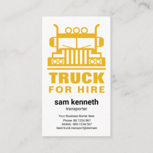 Simple Front Truck Motif Logistics Transporter Business Card