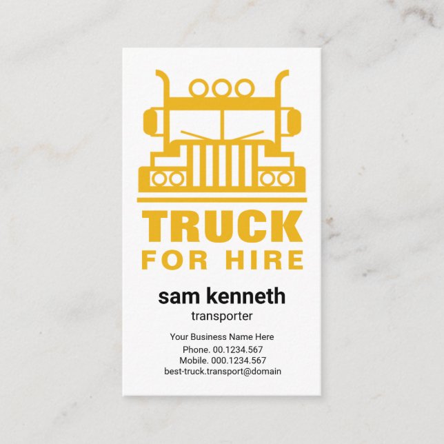 Simple Front Truck Motif Logistics Transporter Business Card (Front)