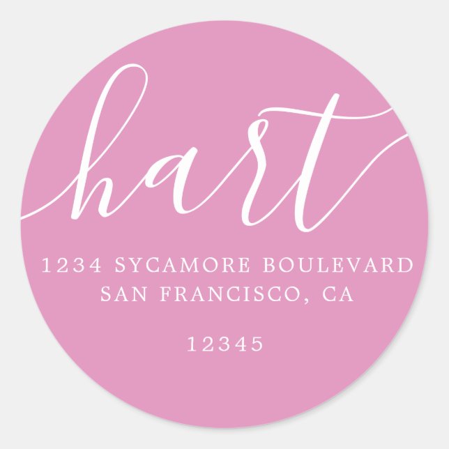 Simple Fuchsia Pink Family Return Address Label (Front)