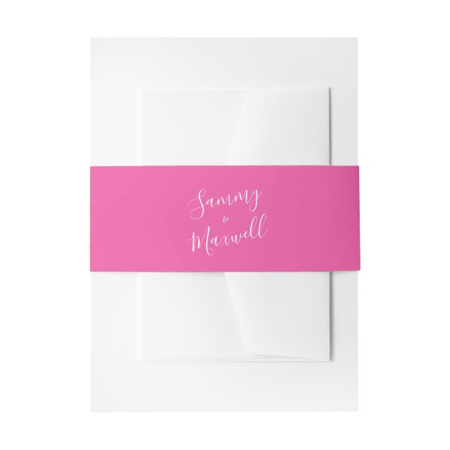 Simple Fuchsia Pink Wedding Invitation Belly Band (Front Example)