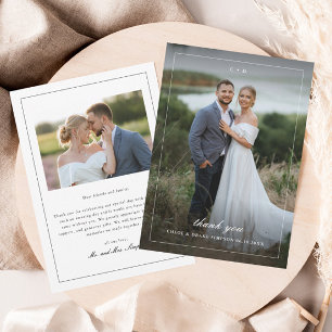Simple Full Bleed Portrait Wedding Photo Thank You Card