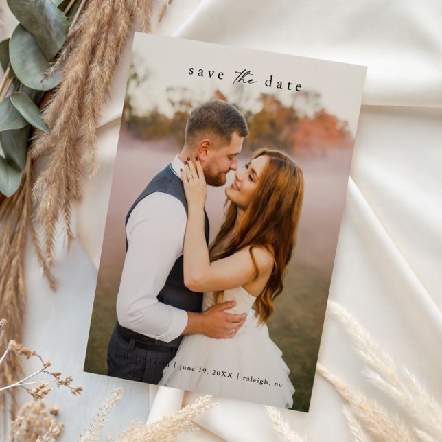 Simple Full Bleed Wedding Photo  Save The Date (Simple elegant photo wedding save the date.)