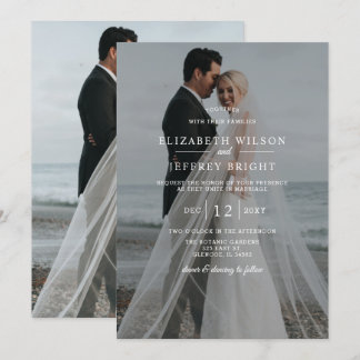 Simple Full Photo Overlay Wedding Invitation