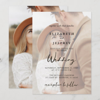 Simple Full Photo Overlay Wedding Invitation
