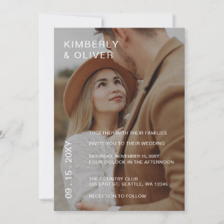 Simple Full Photo Overlay Wedding  Invitation