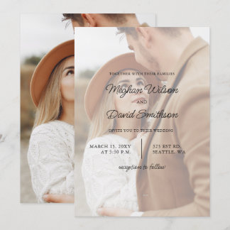 Simple Full Photo Overlay Wedding  Invitation