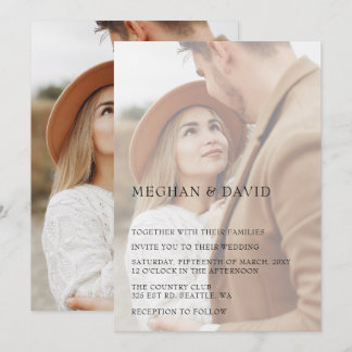 Simple Full Photo Overlay Wedding  Invitation