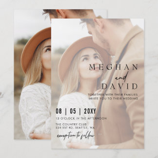 Simple Full Photo Overlay Wedding   Invitation