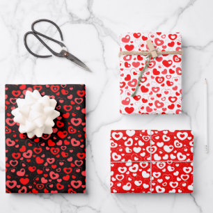 Simple Fun Cute Retro Hearts Art Pattern Wrapping Paper Sheet