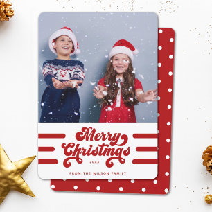 Simple Fun Modern Typography Retro Merry Christmas Holiday Card