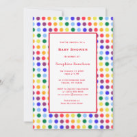 Simple Fun Rainbow Polka Dot Border Baby Shower