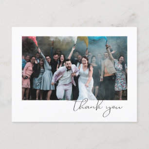 Simple Fun Script Font Guest Photo Wedding Announcement Postcard