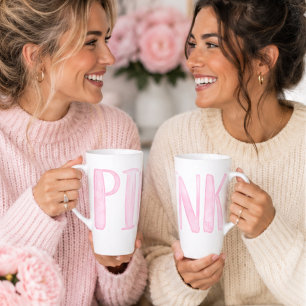 Simple Fun Watercolor Pink  Latte Mug
