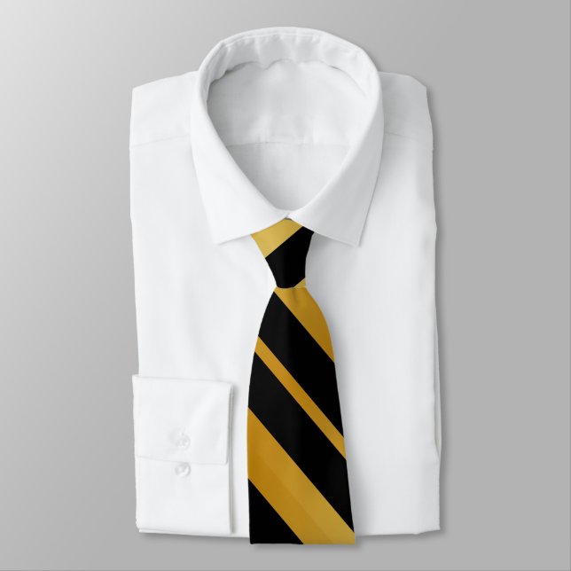 Simple Fun with Black and Gold Stripes Tie (Tied)