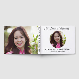 Simple Funeral 2 Photo Modern Memorial Keepsake Guest Book