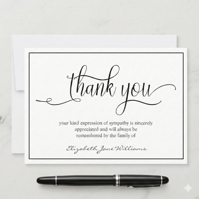 Simple Funeral Black Boarder |  Bereavement Thank You Card (Creator Uploaded)