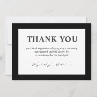Simple Funeral Black Boarder Thank You Card