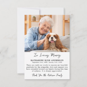 Simple Funeral Custom Photo Memorial Sympathy Thank You Card